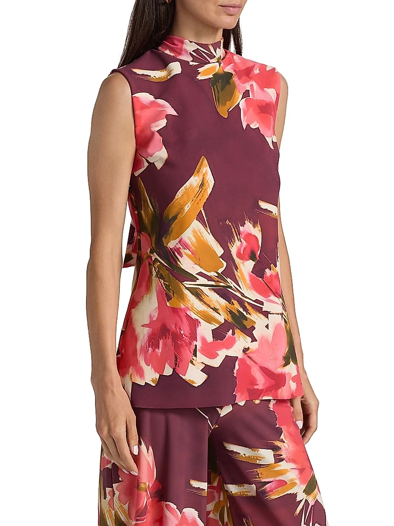 Dila Floral Jersey Tieneck Top