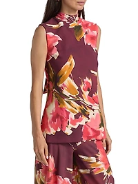 Dila Floral Jersey Tieneck Top