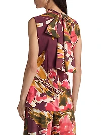 Dila Floral Jersey Tieneck Top