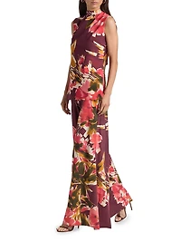 Dila Floral Jersey Tieneck Top