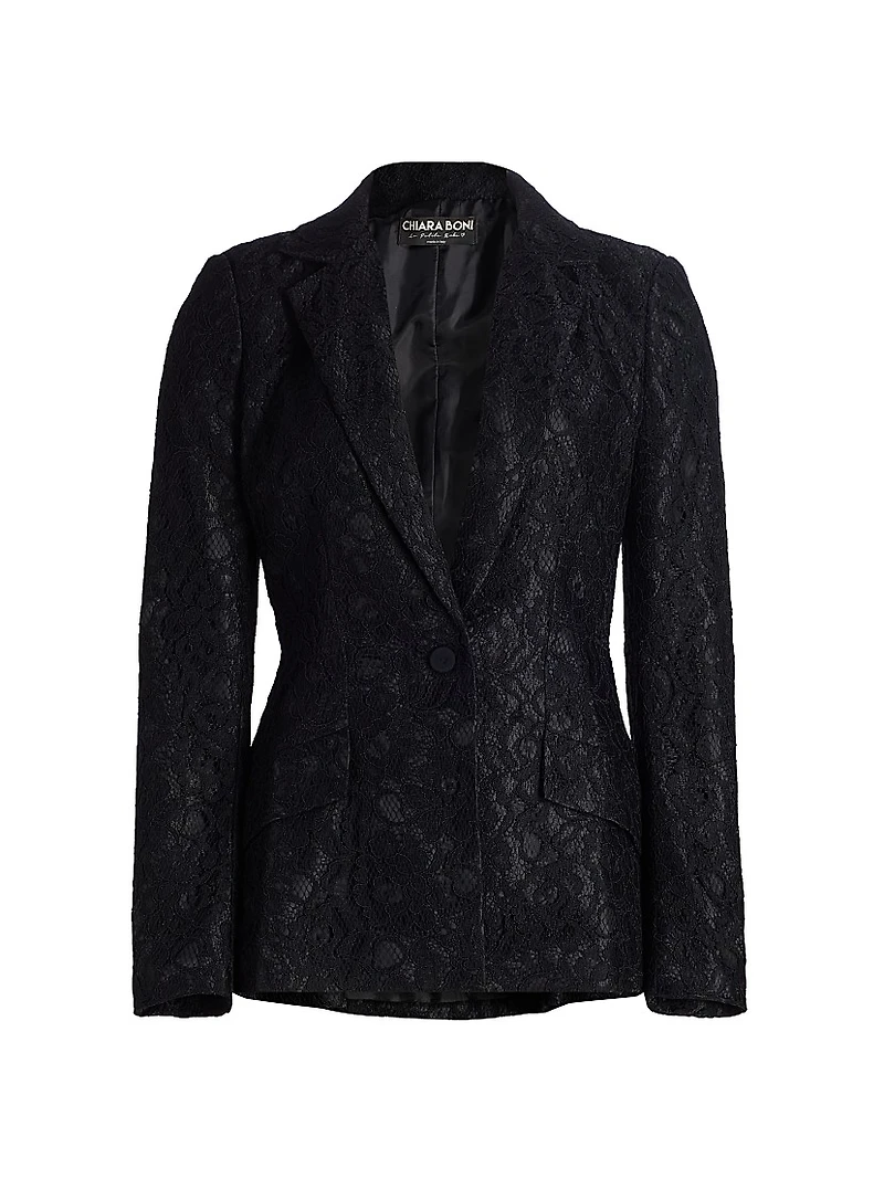 Mosi Lace Single-Breasted Blazer