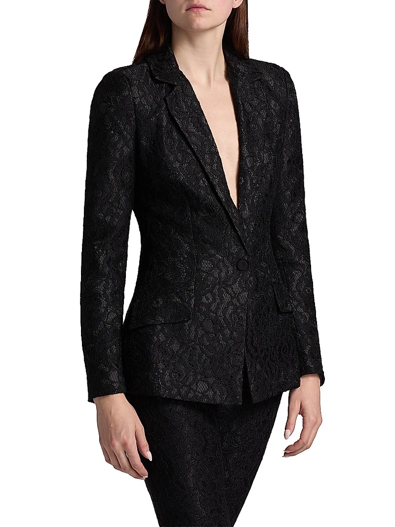 Mosi Lace Single-Breasted Blazer