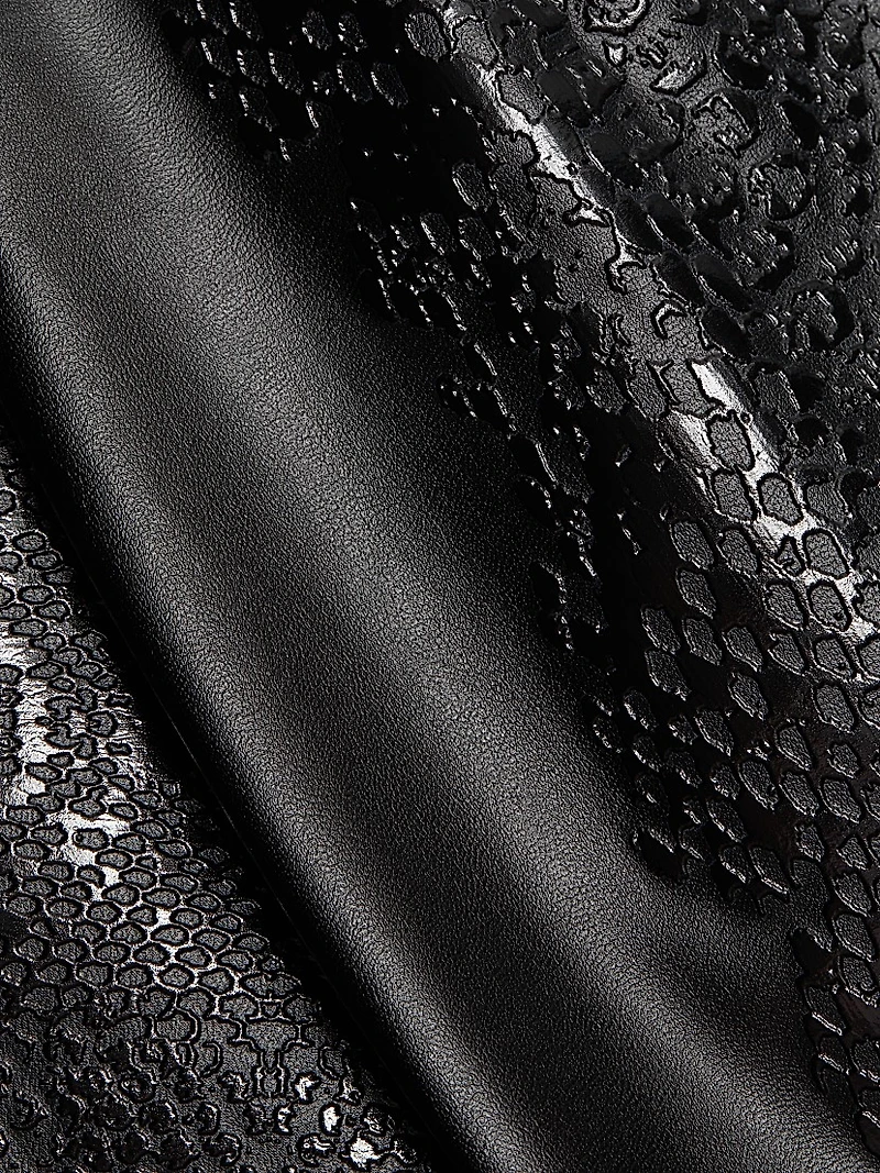 Lumi Snakeskin-Effect Coated Jersey Midi-Skirt