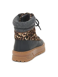 Printed Calf Hair Platform Ankle Boots
