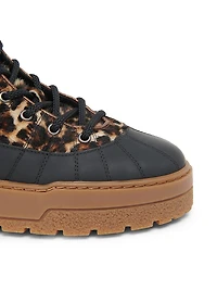 Printed Calf Hair Platform Ankle Boots