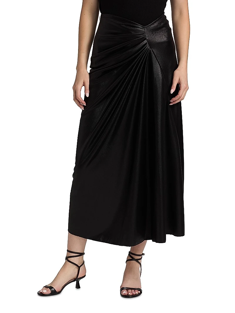 Rahma Splendid Relaxed-Fit Ruched Midi-Skirt
