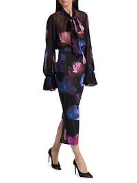 Mihai Floral Chiffon Tieneck Blouse