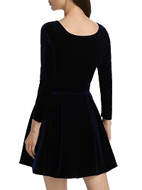 Embellished Velvet Belted Cocktail Minidress