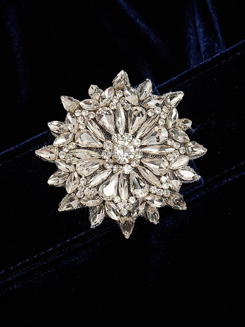 Embellished Velvet Belted Cocktail Minidress