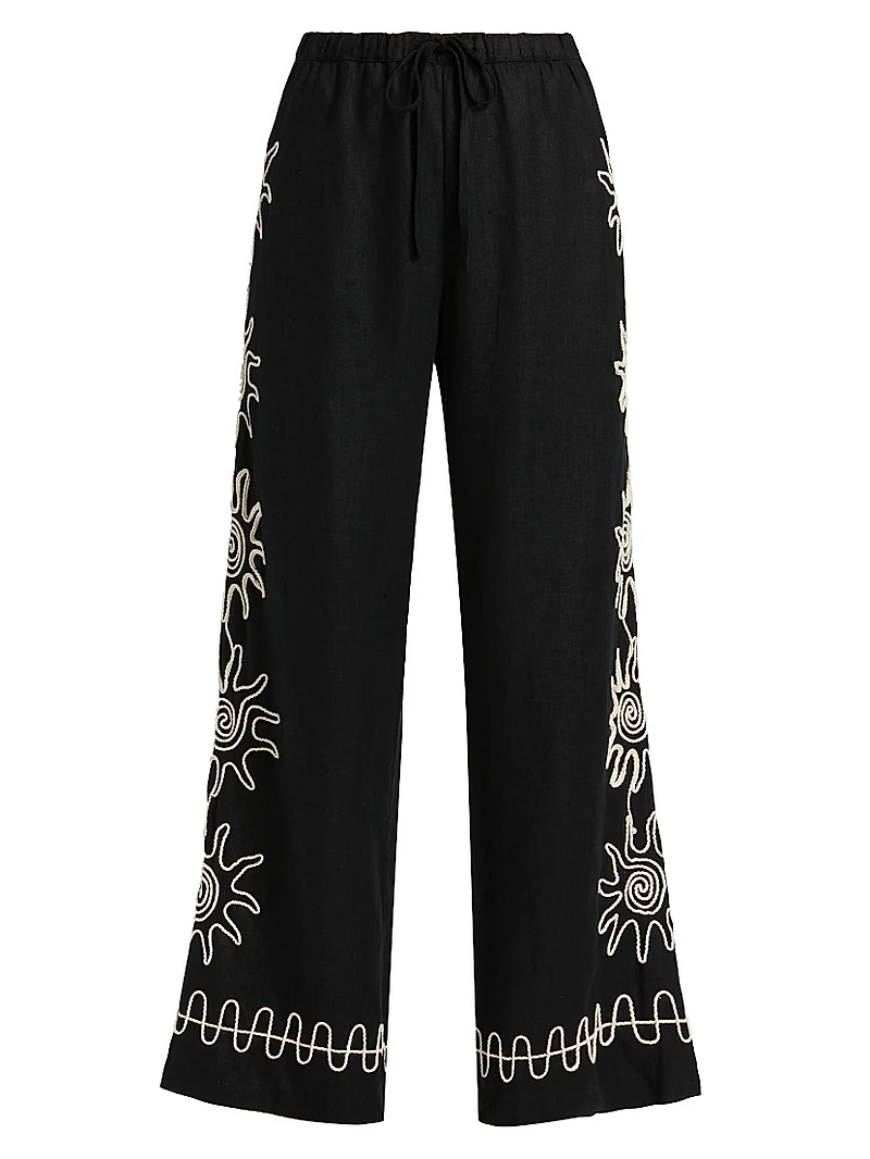 Emmie Embroidered Linen Pants