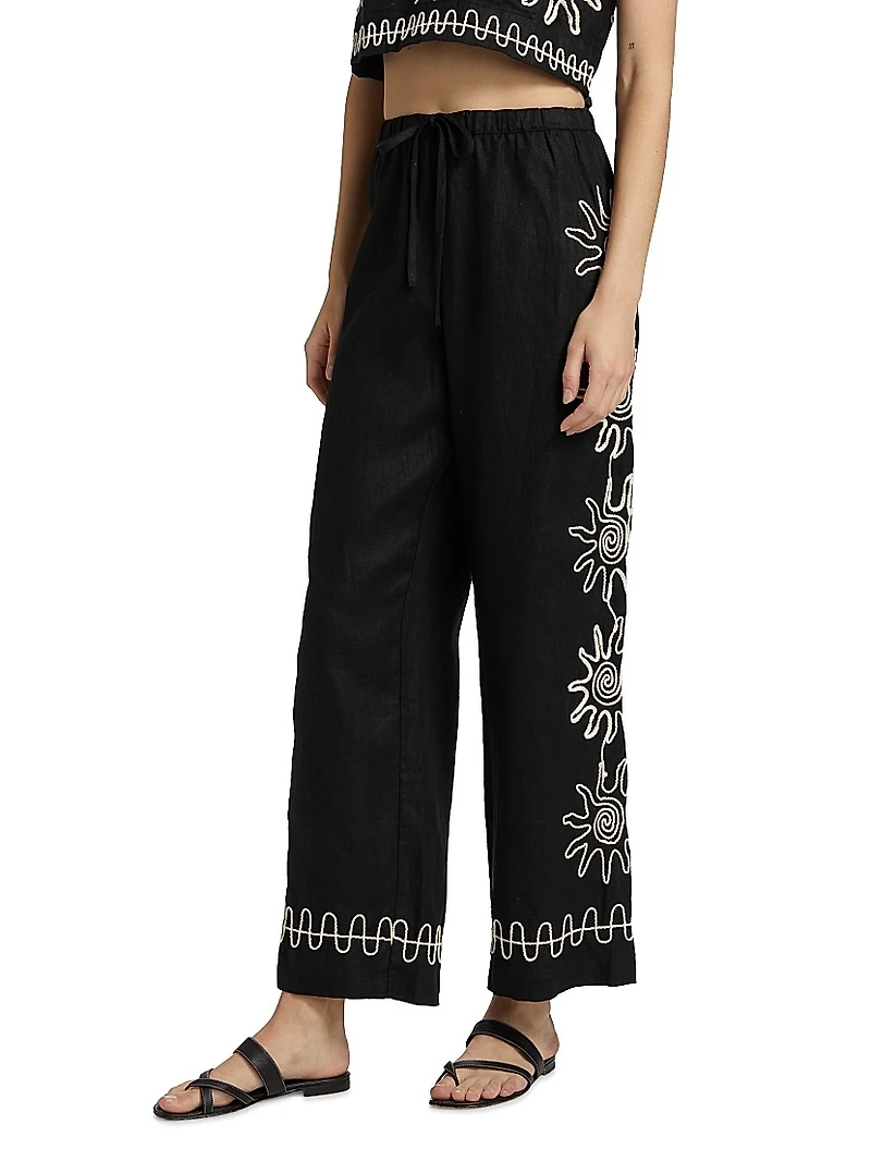 Emmie Embroidered Linen Pants