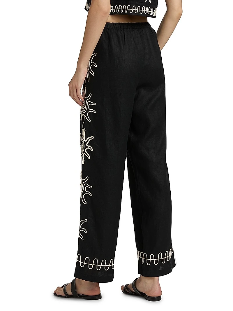 Emmie Embroidered Linen Pants