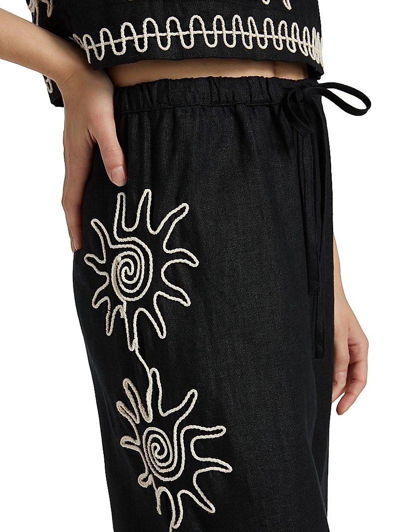 Emmie Embroidered Linen Pants