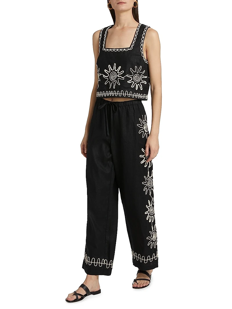 Emmie Embroidered Linen Pants