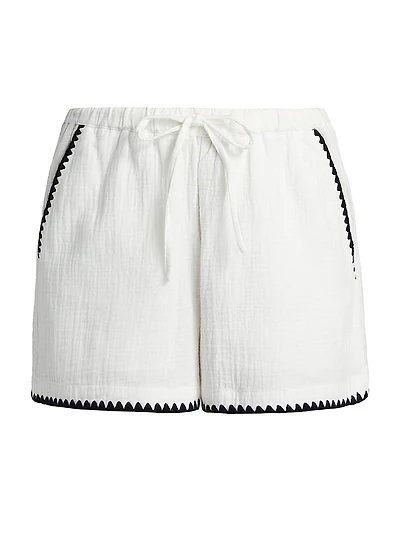 Sunny Contrast-Piped Cotton Shorts