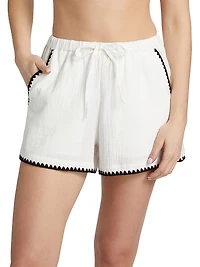Sunny Contrast-Piped Cotton Shorts