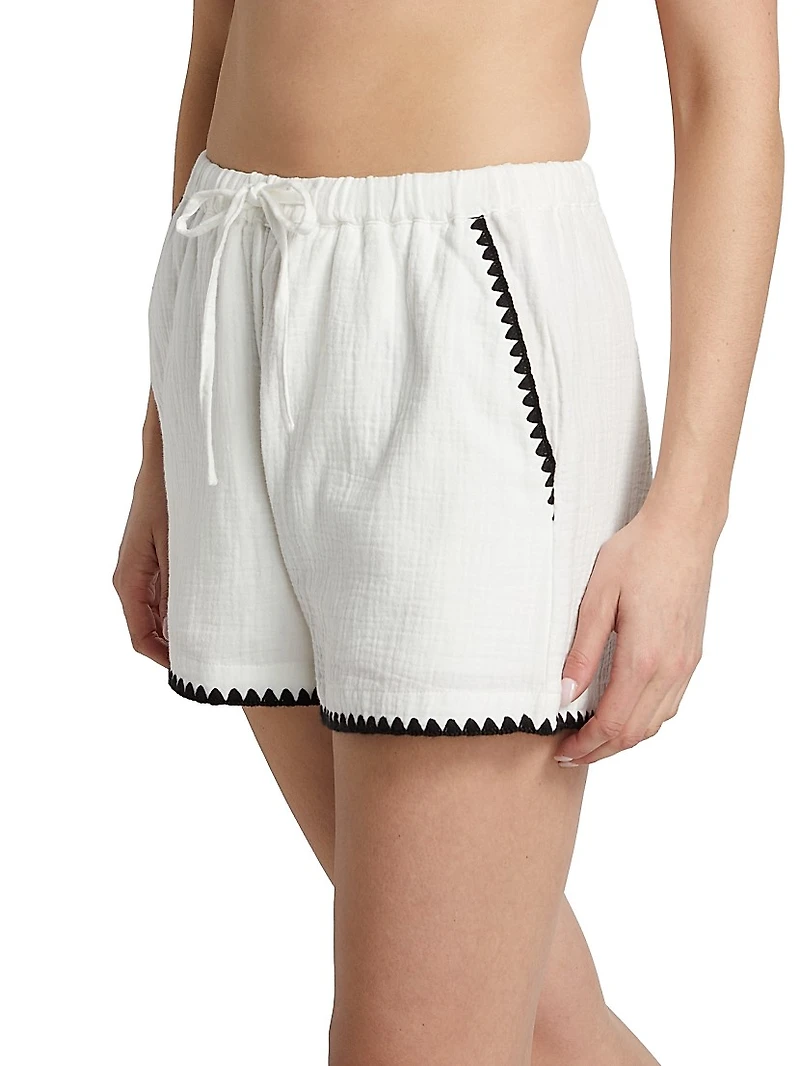 Sunny Contrast-Piped Cotton Shorts