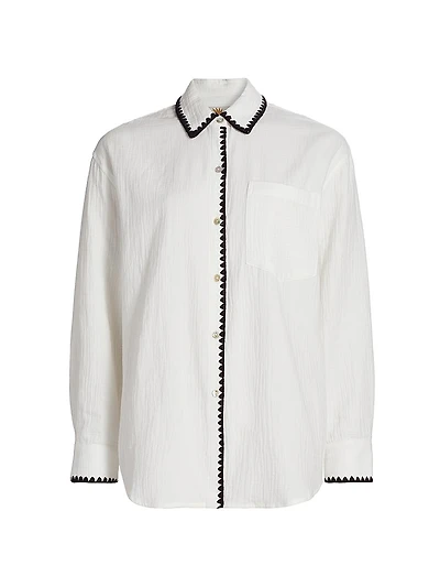 Idania Contrast-Piped Cotton Shirt