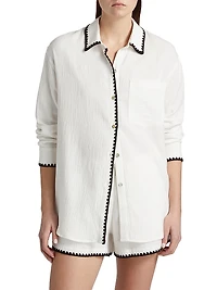 Idania Contrast-Piped Cotton Shirt
