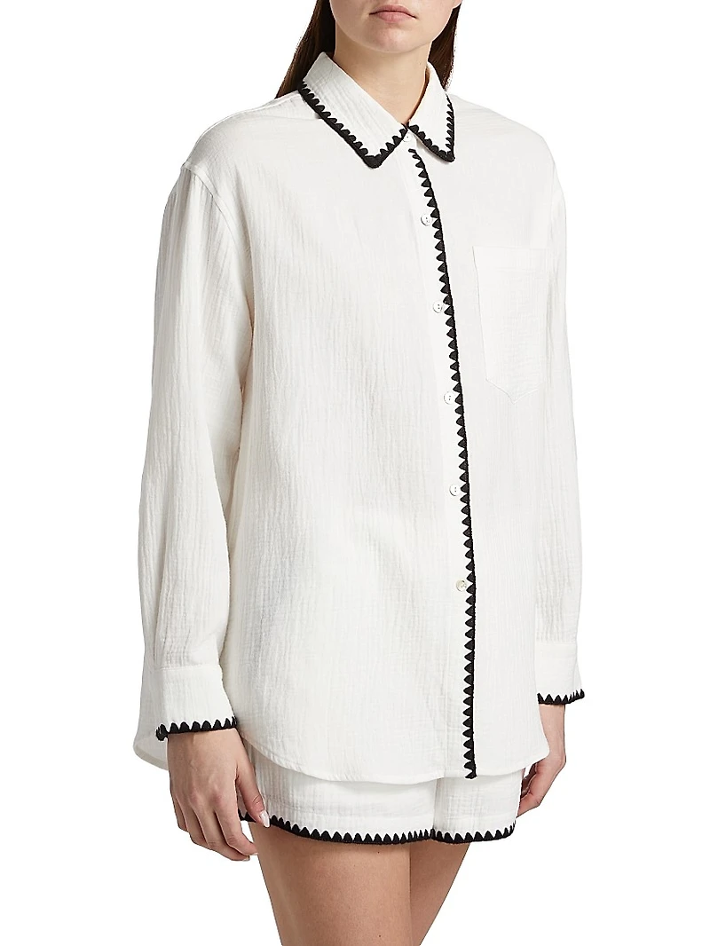 Idania Contrast-Piped Cotton Shirt