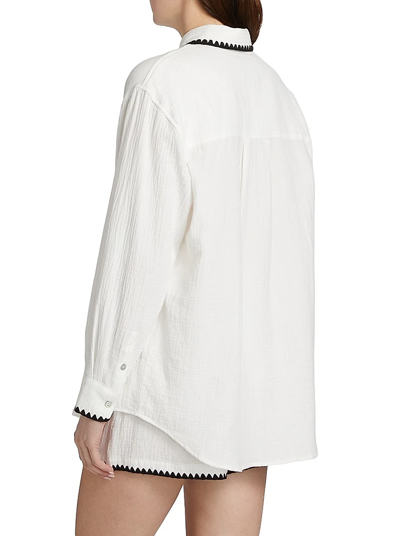 Idania Contrast-Piped Cotton Shirt