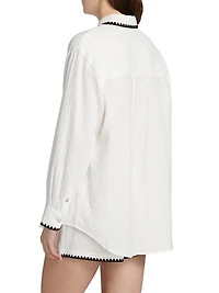 Idania Contrast-Piped Cotton Shirt