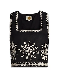 Akira Embroidered Linen Top