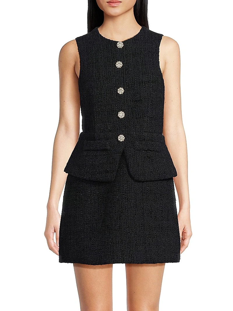 Tabby Tailored Stretch Button-Front Minidress