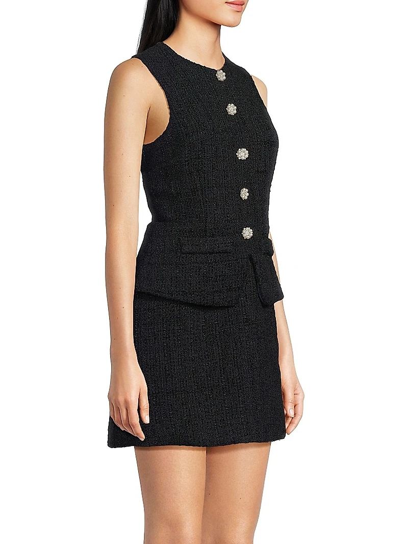 Tabby Tailored Stretch Button-Front Minidress