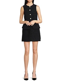 Tabby Tailored Stretch Button-Front Minidress