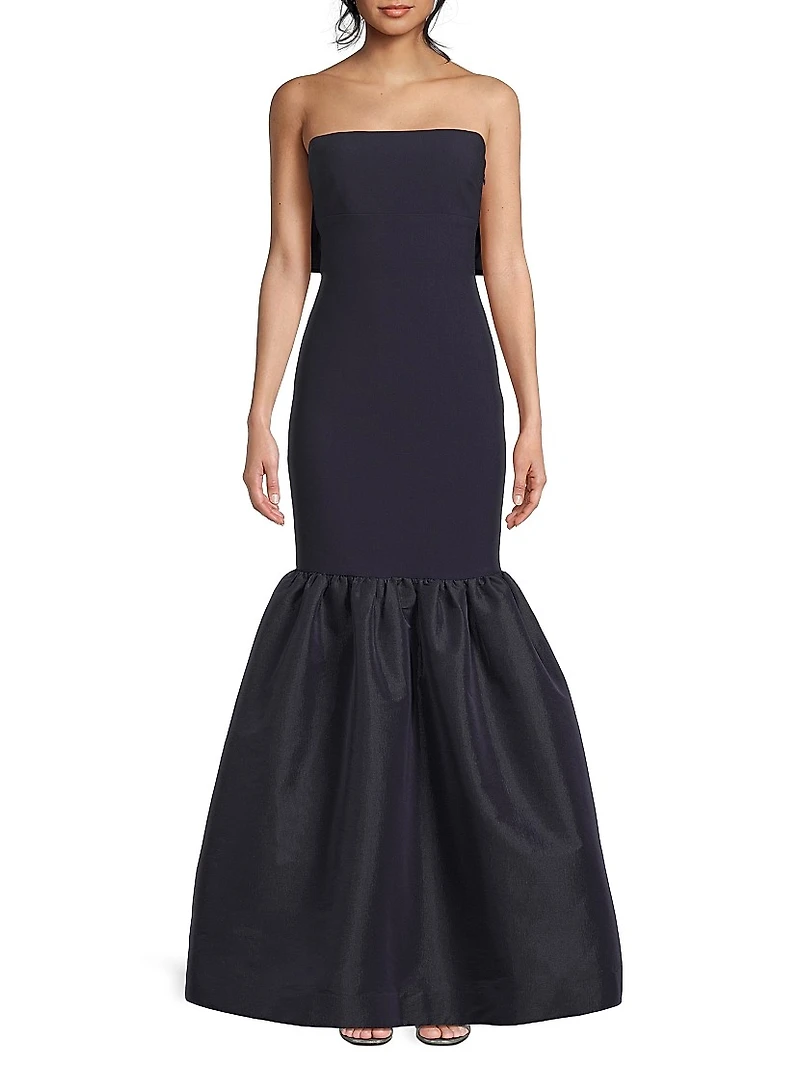 Morgette Bow-Detailed Strapless Mermaid Gown