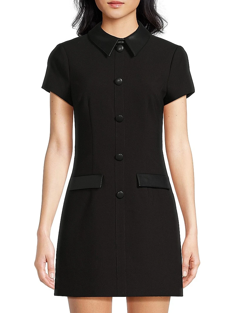 Ello Faux Leather-Trim Minidress
