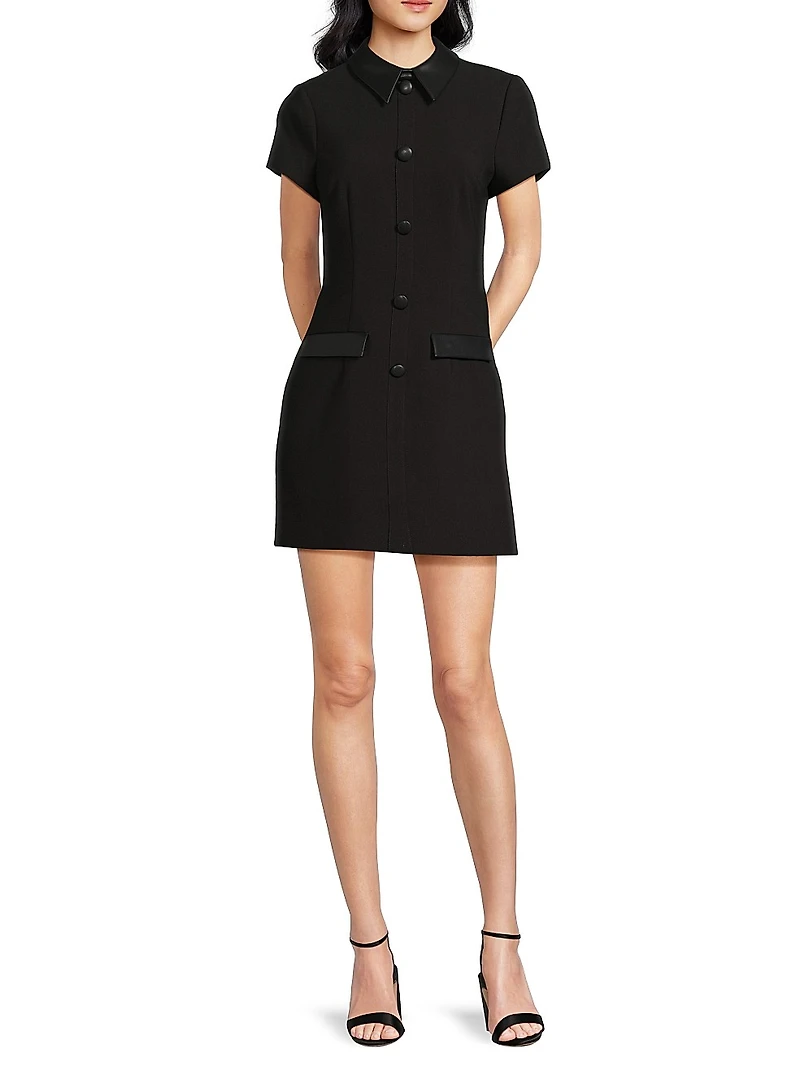 Ello Faux Leather-Trim Minidress