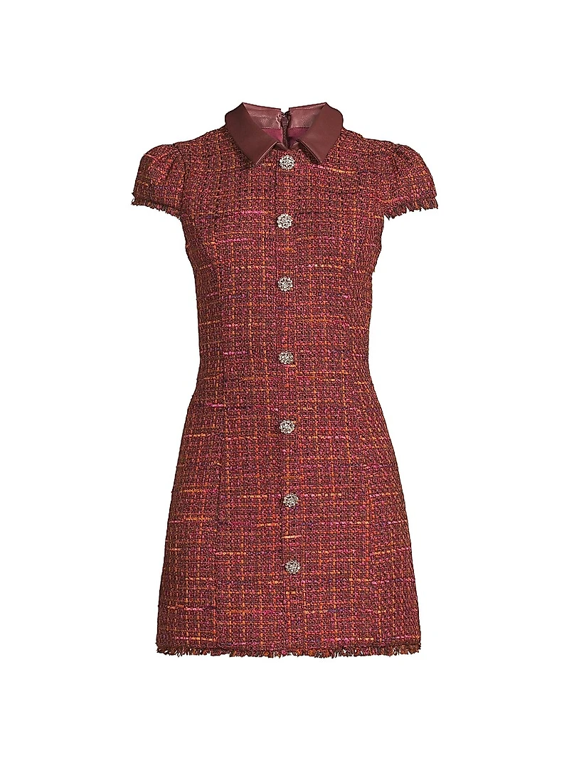Riello Tweed Embellished-Button Minidress