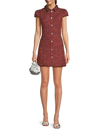 Riello Tweed Embellished-Button Minidress
