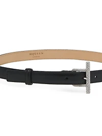 Embellished Leather T-Bar Belt