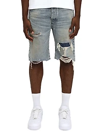 Faros Rip Patched Denim Shorts