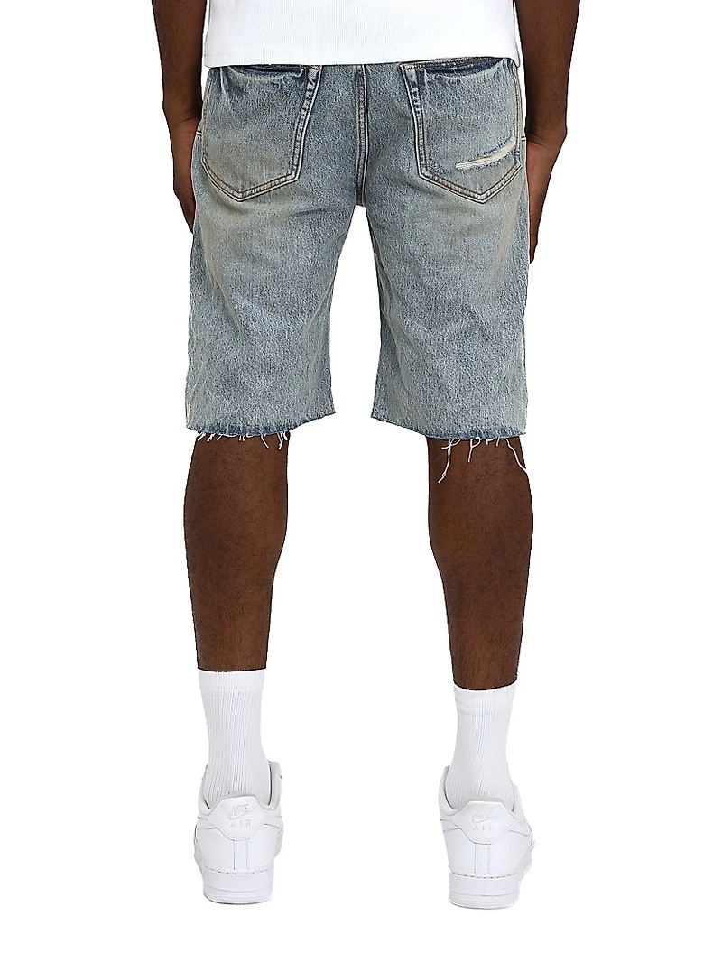 Faros Rip Patched Denim Shorts