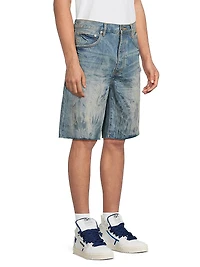 P059 Mixed Paint Denim Shorts
