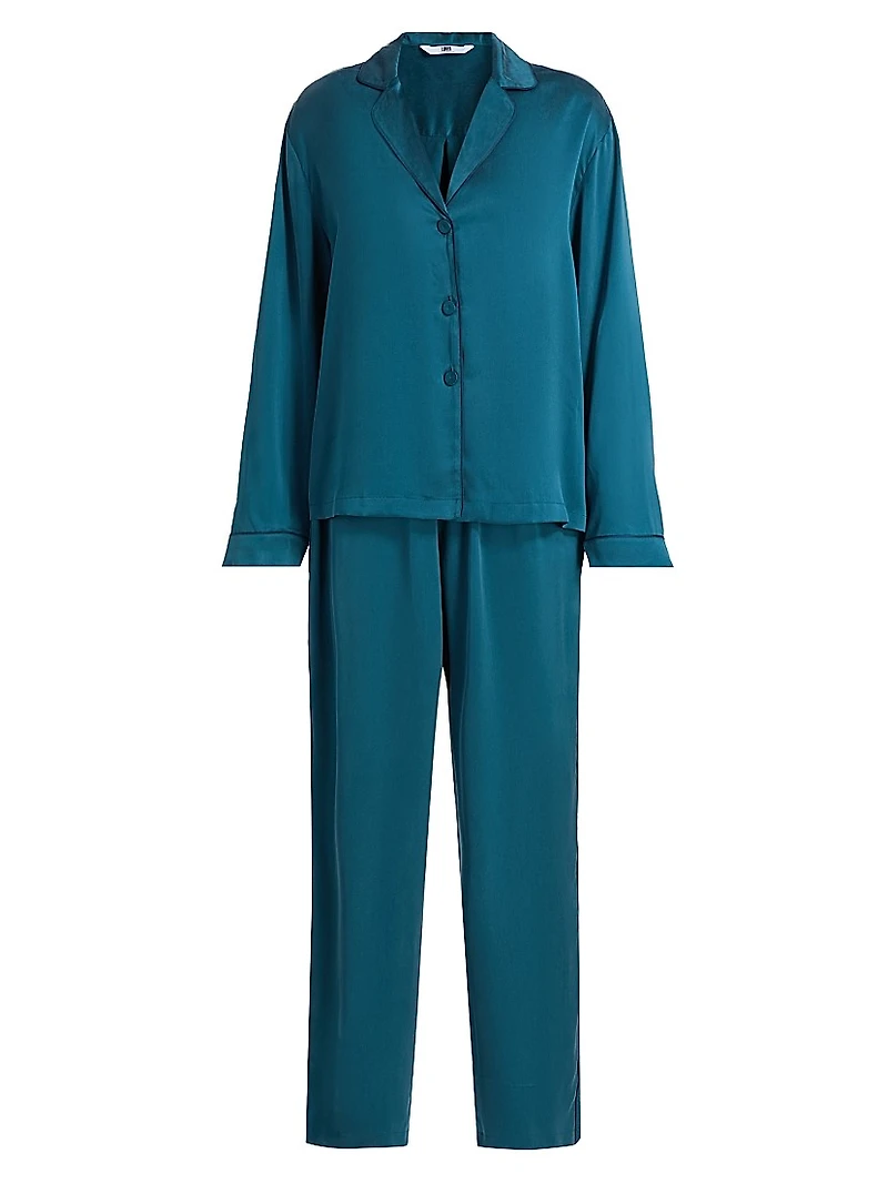 Piped Silk Pajamas