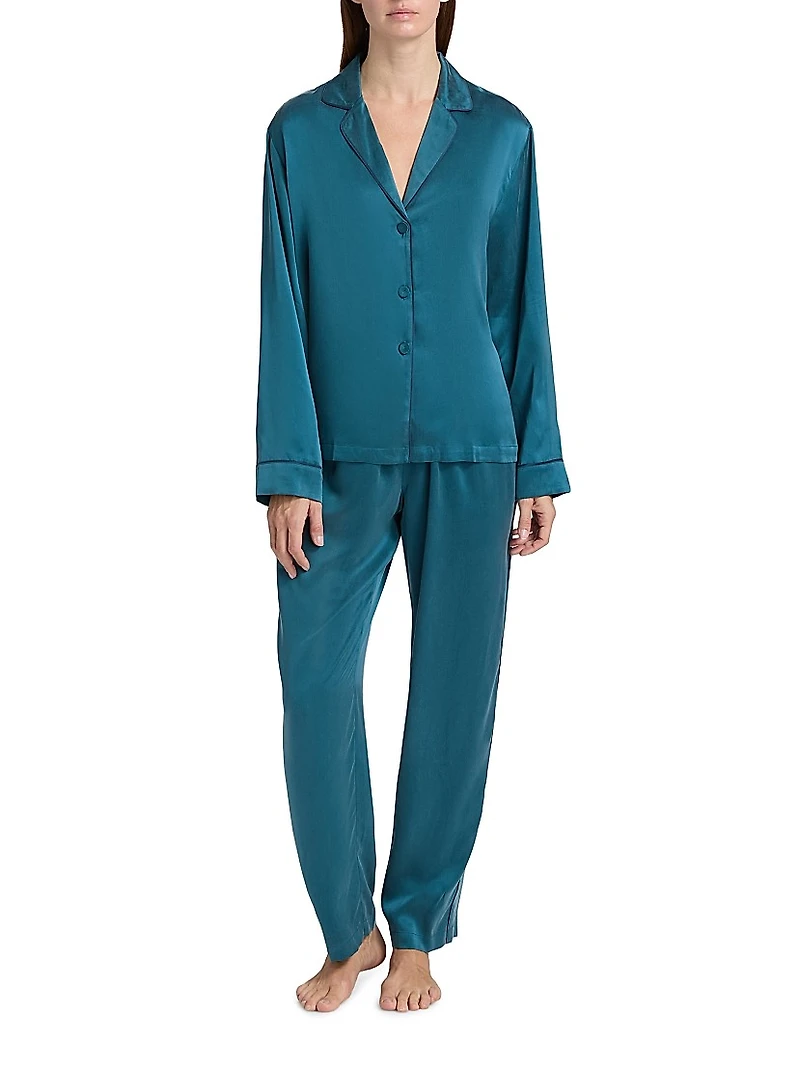 Piped Silk Pajamas