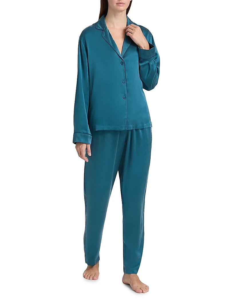 Piped Silk Pajamas