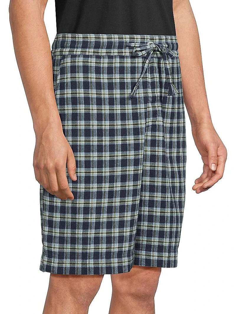 Dune Plaid Fringe Beach Shorts