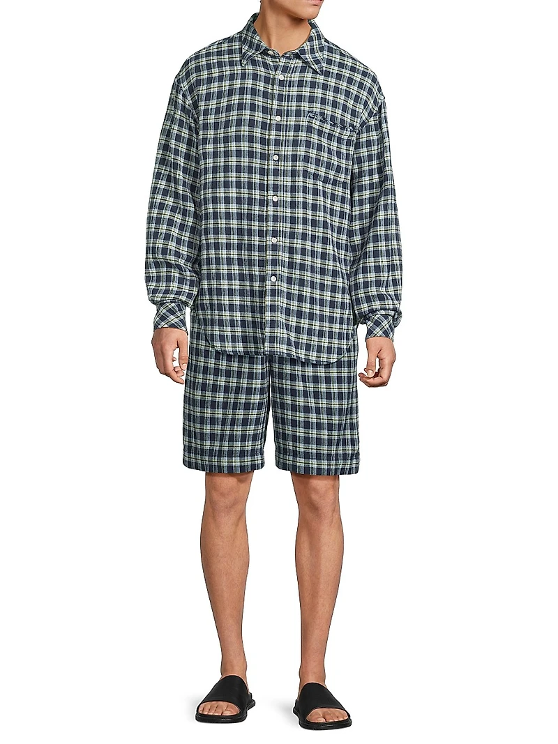 Dune Plaid Fringe Beach Shorts