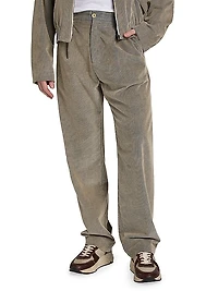 Wale Corduroy Pleated Trousers