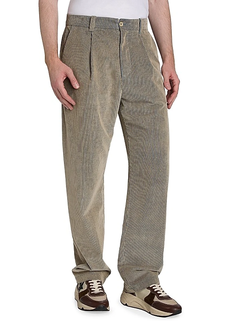 Wale Corduroy Pleated Trousers