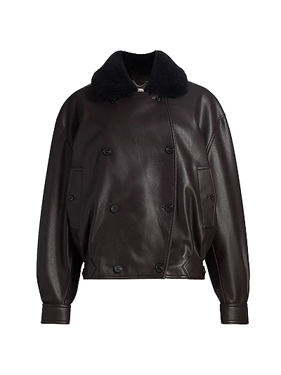 Murphy Faux-Leather Oversized Bomber Jacket