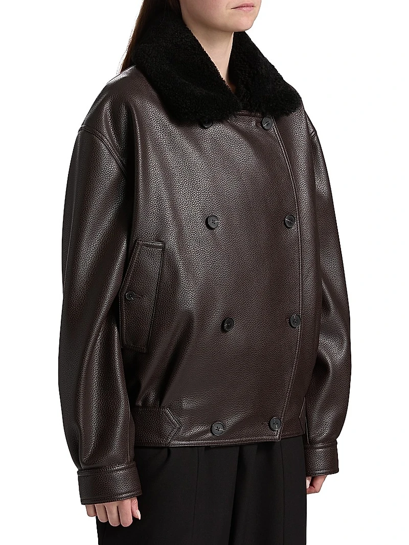 Murphy Faux-Leather Oversized Bomber Jacket