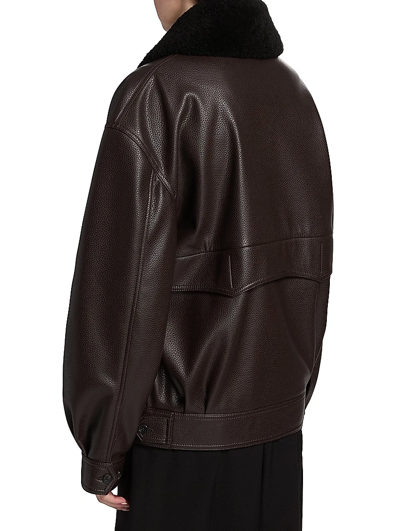 Murphy Faux-Leather Oversized Bomber Jacket