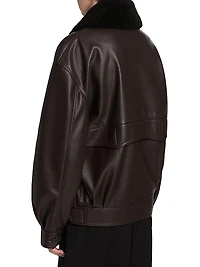 Murphy Faux-Leather Oversized Bomber Jacket